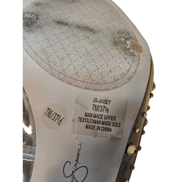 Jessica Simpson Silver Clear Glitter Slingback Heels Size 7 - Picture 12 of 14